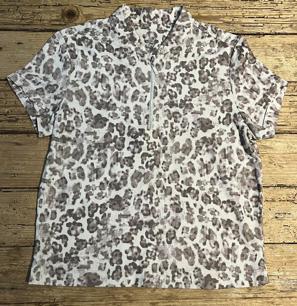 TAIL Womens Size S Tan Brown Short Sleeve 1/4 Zip